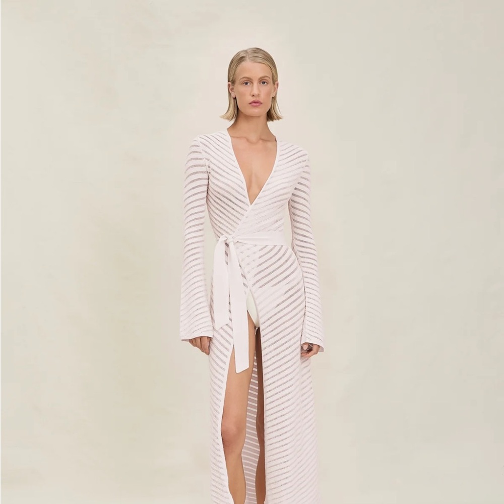 DEVON WINDSOR White Striped Swim Coverup